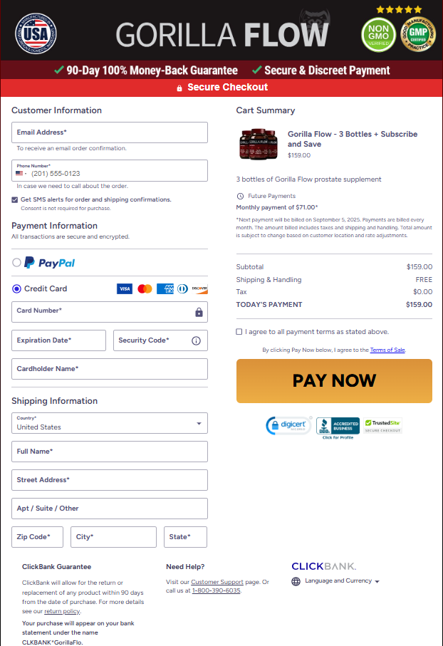 Gorilla flow Official Website Secure Order Page